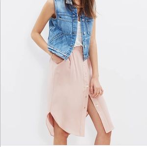 Madewell Silk Pink Skirt, Button Front XS